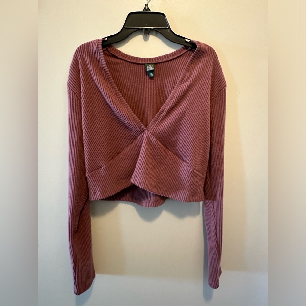 Long sleeve v neck crop top